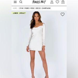 New! Princess Polly STAR POWER MINI DRESS CHAMPAGNE